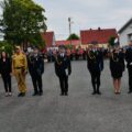 Na zdjęciu m.in. komendant straży, starosta wolsztyński, burmistrz Wolsztyna, wójt gminy Siedlec i radna powiatu