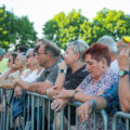 Na zdjęciu widoczna publiczność, która stoi pod sceną za barierkami podczas koncertu.