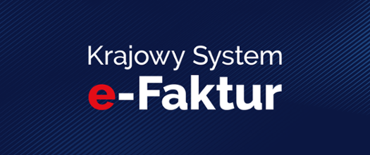 Grafika w kolorze granatowym z napisem: „Krajowy System e-Faktur”
